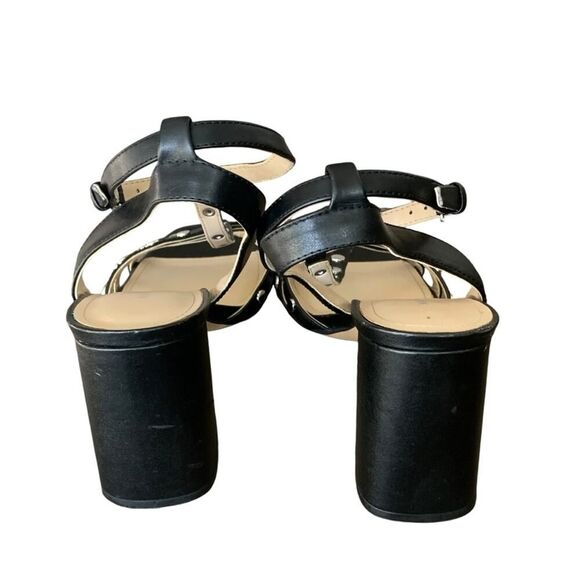 Marc Fisher Quilon Studded Heeled Sandal Women's Block T-Strap Black Size 9 1/2 - Picture 8 of 12